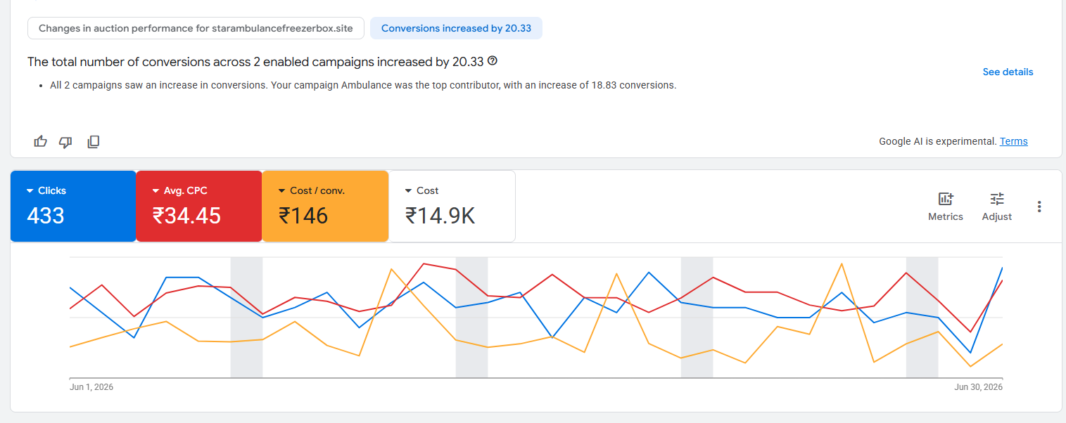 Google Ads proof of annai ambulance